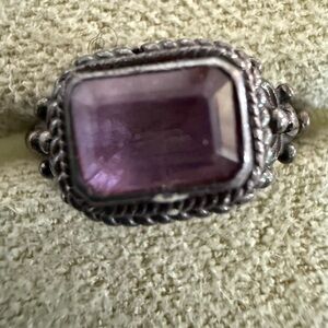 Amethyst in Sterling Silver Victorianesque Ring Sz 5